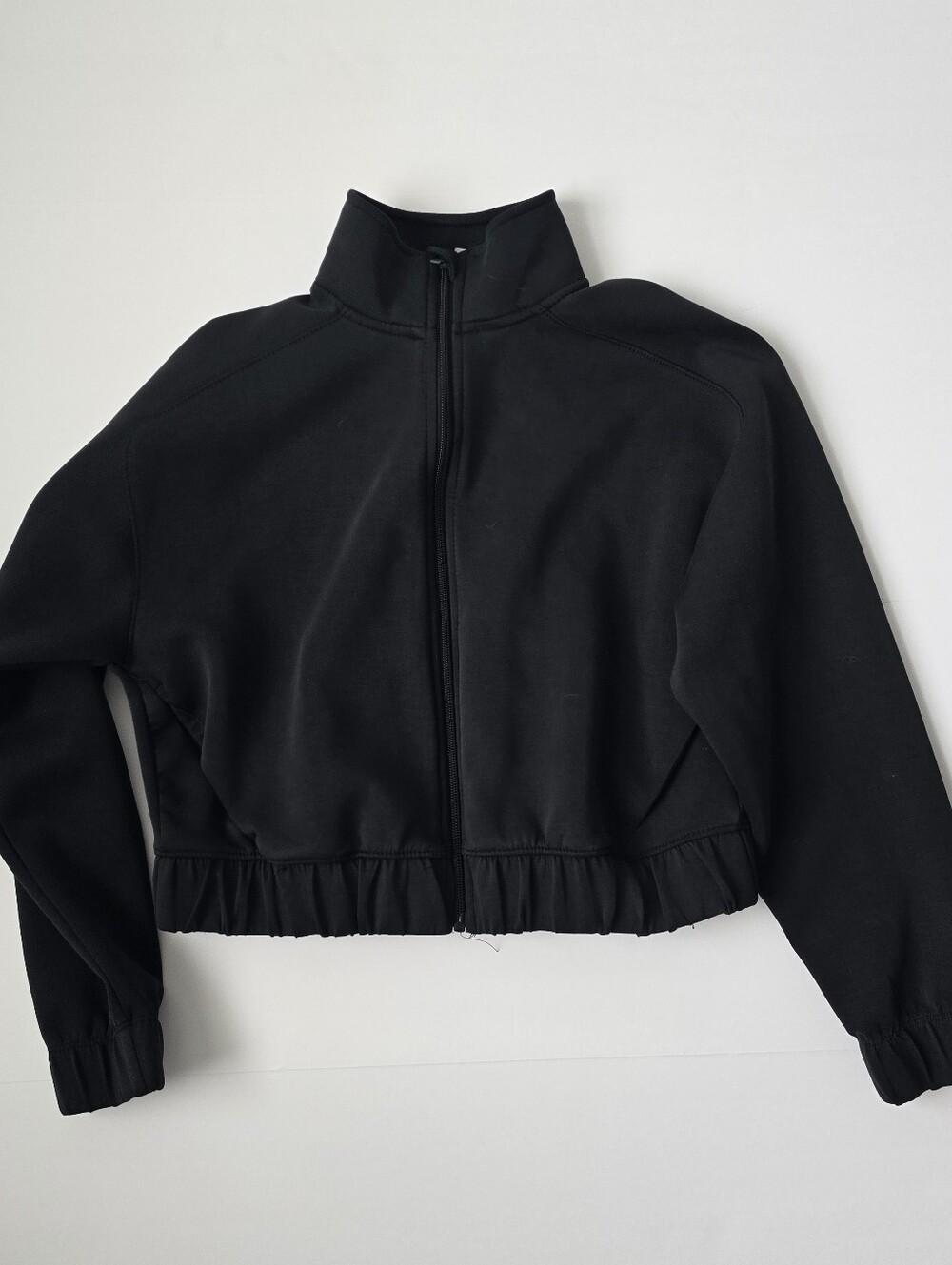 Black Cropped Bomber Jacket. All in Motion